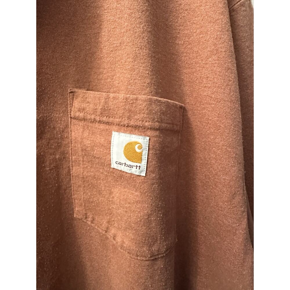 Carhartt Brown Solid Short Sleeve Henley Loose Fit Pocket Button-Up Shirt XL - Picture 4 of 4